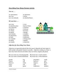 describing your home partner activity la casa teaching resources