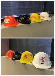 Customized Hard Hats For Avenue Bank We Used Clear Vinyl To Create The Designs Printing Companies Design Graphic Design