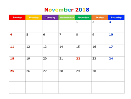 Printable November 2018 Calendar Download Printable Calendar Word Printable Calendar Template Calendar Printables