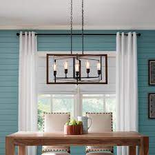 Lnc french country chandeliers for dining room, beaded light fixture wood pendant lighting for kitchen. Home Decorators Collection Palermo Grove 31 88 In 5 Light Black Gilded Iron Linear Farmhouse Chandelier 7922hdc The Home Depot