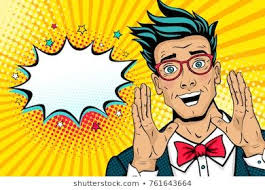 Wow Pop Art Male Face Surprised Happy Young Man In Suit Bow Tie And Glasses With Open Mouth Rises Hands Screamin Arte Pop Quadrinhos Pop Art Producao De Arte