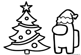 Among us coloring pages print for free. Christmas Tree Among Us Coloring Pages Printable