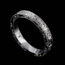 Platinum 950 Art Deco Style Hand Engraved Wedding Band By Orospot Engraved Wedding Rings Wedding Rings Art Art Deco Wedding Rings