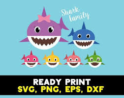 Baby Shark Svg Eps Png Clip Art Daddy Shark Mommy Shark Etsy Shark Baby Shark Png