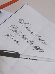 ― leonard cohen, anthem a lovely illustration of a quote as a high quality digital print. We Are All Broken That S How The Light Gets In Penmanshipporn