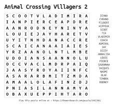 Animal free word search puzzles printable. Download Word Search On Animal Crossing Villagers 2