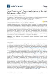 Pdf Nepal Government S Emergency Response To The 2015 Earthquake A Case Study
