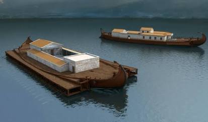 A modern digital reconstruction of the legendary Nemi Ships, do AI tạo