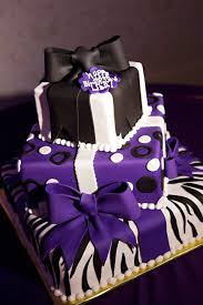 Black And White Birthday Cake For Girls Purple Black And White Gift Box Stack Cake Www Annacakes Com Purple Cakes Birthday Birthday Cake Pops Pink Birthday Cakes