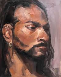 Conte and oil paintings of the live model