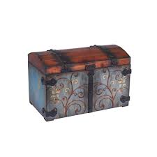 Household Essentials Sandalwood And Vintage Blue Vintage Decorative Trunk 9504 1 The Home Depot In 2021 Storage Trunk Vintage Storage Wooden Trunks
