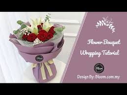 56 Flower Bouquet Wrapping Tutorial Round Design Wrapping Idea Technique Youtube Flower Bouquet Diy How To Wrap Flowers Flowers Bouquet