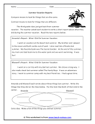 Comparing And Contrasting Summer Vacation Reports Critical Thinking Activities Critical Thinking Writing Services