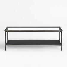 Unfinished 46 narrow console sofa, beveled edge pine table w/2 shelves. Glass Coffee Tables Crate And Barrel