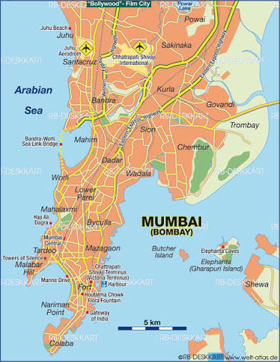 Map of Mumbai (Bombay) (City in India) | Welt-Atlas.de