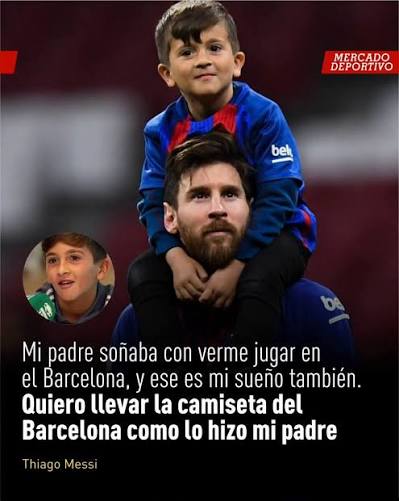 ⚽🇦🇷💥 EL PRINCIPITO ➡️ Thiago Messi, hijo mayor de Lionel 🐐, volvió a a abrira puerta sobre el regreso de la familia a España. 🗣️ "Mi padre soñaba con verme jugar en