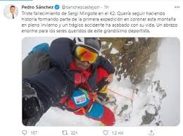 El alpinista español sergi mingote falleció este sábado tras sufrir un accidente en el descenso, durante su expedición a la montaña k2, de 8.610 metros, en el himalaya. Bukp J5rmhcbm