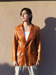60s 70s Retro Mod Rocker British Tan Leather Coat Made In London Vintage Outfits Clothes Leather Coat
