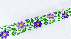 Hand Embroidery New Border Line Design 2019 For Saree Youtube Hand Embroidery Hand Embroidery Designs Embroidery Patterns