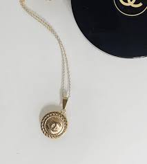 Rare Reworked Chanel 1990s Button Made Into A Necklace In 2020 Chanel Pendant Necklace Chanel Necklace