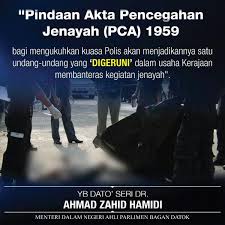 Oleh hal yang demikian, penggubalan akta pencegahan jenayah (pindaan dan perluasan) 2013, pindaan akta pencegahan jenayah 1959 (pindaan 1983) telah menjadi satu isu yang membabitkan tentang keselamatan negara serta orang awam. Ahmad Zahid Hamidi On Twitter Pindaan Akta Pencegahan Jenayah Pca 1959 Pdrmsia Kdnputrajaya Zahidvp01 Http T Co Hxhtmmql9f