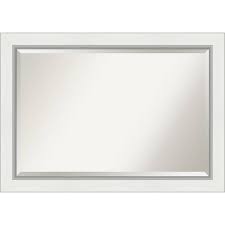 Do you think silver framed mirror bathroom appears nice? 41 X 29 Eva White Silver Framed Bathroom Vanity Wall Mirror Amanti Art Target