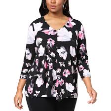 alfani plus size printed draped overlay top blouses