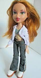 Bratz Doll Ginger Ha Ir Jeans White Cardigan Top Shoes Brown No Sleeves Dress Bratz Bratz Doll Red Hair Red Lips Brown Hair And Hazel Eyes