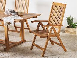 Few things beat the natural beauty of wood. Set Of 6 Acacia Wood Garden Dining Chairs Light Java Beliani Co Uk
