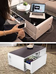 Smart Coffee Table Can Charge Your Phone And Doubles As A Chic Mini Fridge Bedroom Tv Wall Clever Design Coffee Table