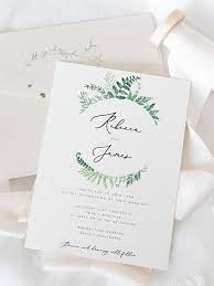 Printable Wedding Invitation Template Ferns Wedding Invite Diy Etsy Wedding Invitation Templates Printable Wedding Invitations Wedding Invitations Printable Templates