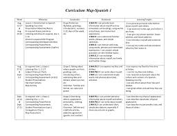 Spanish I Curriculum Map 012