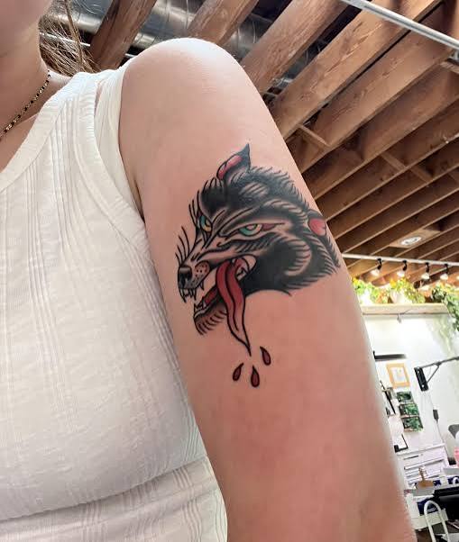 First tattoo, traditional wolf head 🐺 : r/traditionaltattoos