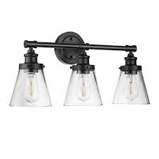 Its 3 globes are made of flat opal glass and work with 3 bulbs of 15w. Patriot Lighting Connell Matte Black Vanity Light At Menards