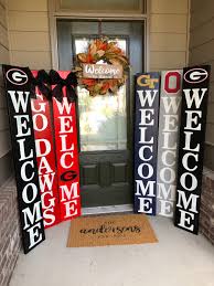 Football Welcome Sign 5ft Welcome Sign Porch Leaner Uga Etsy In 2020 Wooden Welcome Signs Door Signs Diy Welcome Signs Front Door