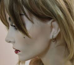 Unbranded Sterling Silver 9.25 Half Moon Caviar Look Ear Rings 3 Grams Apx  1" L