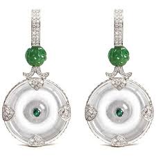 Samuel Kung Diamond Garnet Jade Disc Drop Earrings 25 610 Liked On Polyvore Featuring Jewelry Earrings An Engraved Jewelry Jade Jewelry Beautiful Jewelry