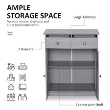 Also you can put spare toothpaste, soap and other items into the drawer or bottom door. Buy Kleankin Freestanding Bathroom Storage Cabinet Organizer Floor Tower With 2 Door 2 Drawers Adjustable Shelf Grey Online In Indonesia B08gcqjfk2