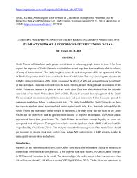 Understanding the camels rating system. Pdf Assessing The Effectiveness Of Credit Risk Management Processes And Its Impact On Financial Performance Of Credit Unions In Ghana Nsiah Richard Academia Edu