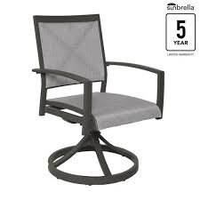 Allen Roth Everchase Set Of 2 Gray Metal Swivel Dining Chair S With Solid Gray Sunbrella Sling Seat Lowes Com Swivel Dining Chairs Dining Chairs Patio Dining Chairs
