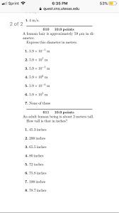 What is 10 meters in feet? Solved Sprint 6 35 Pm Quest Cns Utexas Edu 53 2 Of 2 M Chegg Com