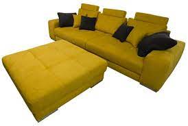 Big Sofa Mit Hocker Im Gelben Stoff Sofort Lieferbar Sofort Bequem Sitzen Und Liegen Mit Kissen Und Kopfstutzen Auf Diesem Breiten B Gunstige Sofas Sofa Sofas