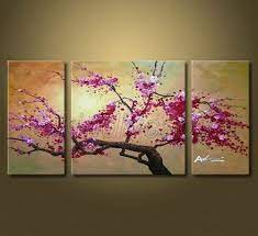 Huge Hand Painted Flowers Cherry Blossom Tree Oil Painting On Canvas Km487 Abstrato Quadros Abstratos Quadros