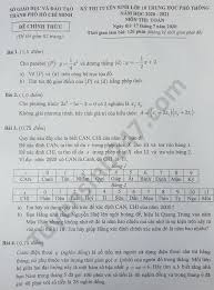 Đề thi môn toán vào lớp 10 tp.hcm: Ä'ap An Ä'á» Thi Vao Lá»›p 10 Mon Toan Tphcm 2020