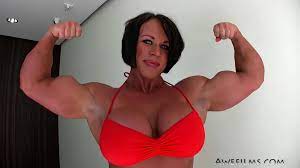 Ultimate Muscular Woman Aleesha Young Biceps & Pec Flex