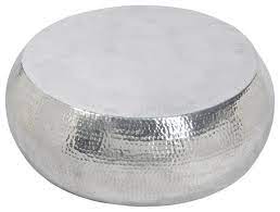 Convenient yet distinctive, this drum adds a gentle gleam and versatile function to any home or office. 31 5 Dia Low Coffee Table Hammered Aluminum Shiny Silver Finish Contemporary Coffee Tables By Noble Origins Llc Houzz