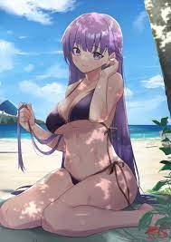 1girls absurdres bangs bare arms bare legs bare shoulders  barefoot beach beach towel bikini black bikini blue sky blush braid breasts  brown ribbon cleavage closed mouth collarbone dappled sunlight