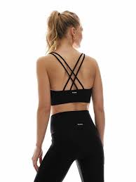 k deer criss cross sports bra black removable cups