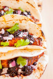 Place fish in grill pan; Blackened Fish Tacos With Blackberry Salsa Plating Pixels