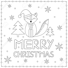 Choose some patterned paper and cut into rectangles. Merry Christmas Card With Snowflakes And Fox Coloring Page Vector Illustration Royalty Free Cliparts Vectors And Stock Illustration Image 135026402